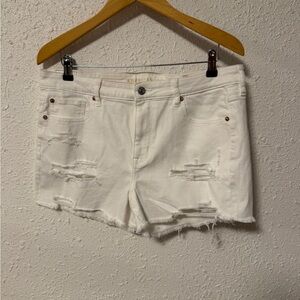 American Eagle Outfitters NWT High Rise Shortie White Ripped Jean Shorts